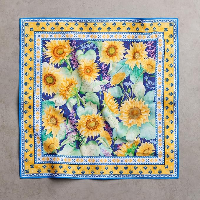 Maison d' Hermine 100% Cotton Cloth Napkins Set of 4 Everyday Reusable Square Napkins Cloth Washable Dinner Party Wedding Restaurant Hotel Kitchen Spring Summer (Sunflower Days, 18" x 18")