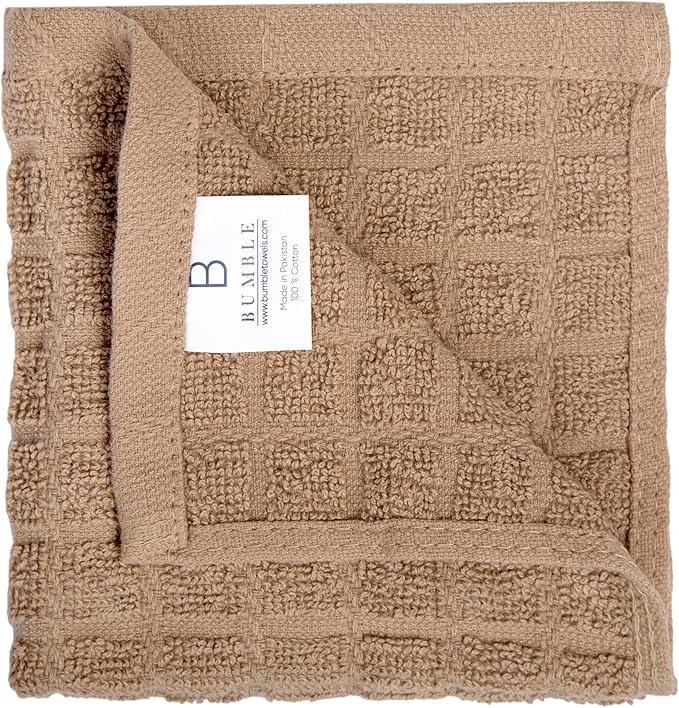 Bumble Dish Cloths (6 Pack) | 12” x 12” | 100% Cotton Kitchen Towels | 405 GSM | Soft, Highly Absorbent & Durable Dish Towels for Kitchen | Tan