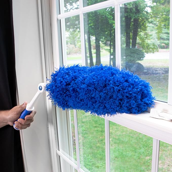 Unger Connect and Clean Dusting Kit with 4' Steel Pole, Features Microfiber Duster, Cobweb and Corner Duster and Microfiber Feather Duster, High-Access Dusting and Cleaning