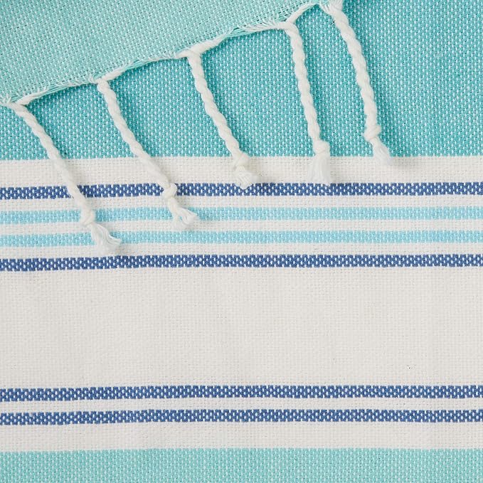 DII Seashore Collection Beach House Décor, Napkin Set, Tidal Stripe Fouta, 6 Piece