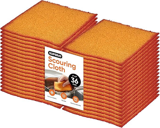 Superio Scouring Pads Non-Scratch Dish Scrubbers, Scrub Cloth for Scouring Kitchen, Dishwashing, Cleaning, 36 Pack