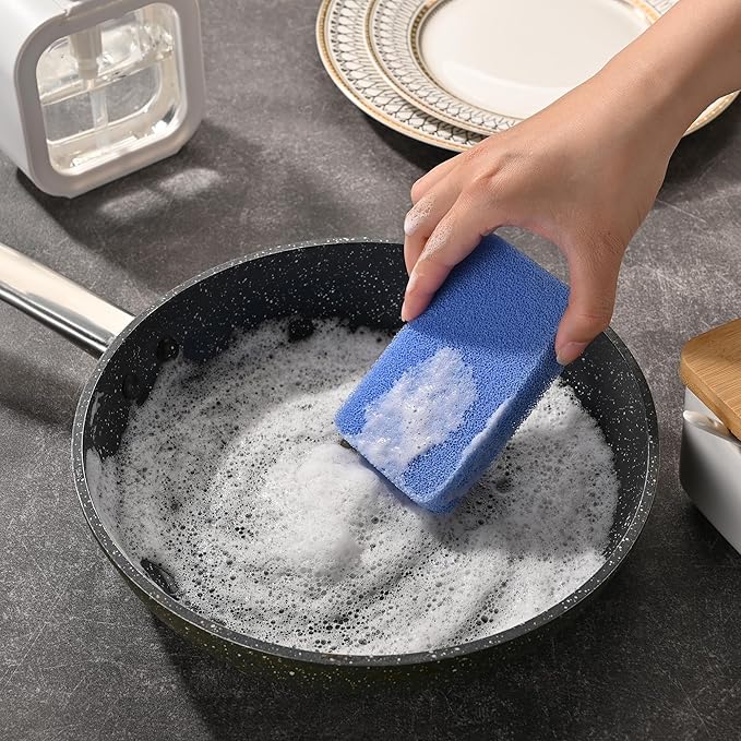 Fox Run Silicone Dish Scrubbers, Set of 6 Multi-Purpose Reusable Cleaning Brushes, Safe for Non-Stick, Blue, Cyan, and Light Purple