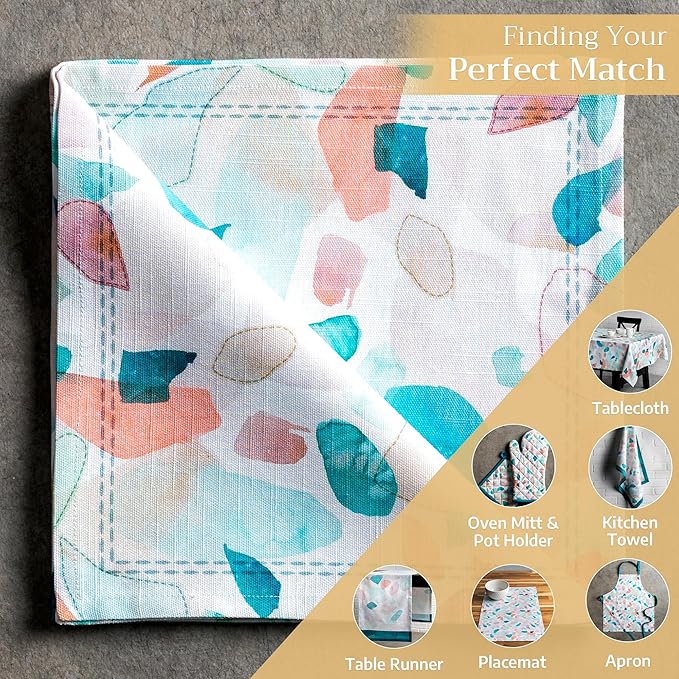 Maison d' Hermine 100% Cotton Cloth Napkins Set of 4 Everyday Reusable Square Napkins Cloth Washable Dinner Party Wedding Restaurant Hotel Kitchen Spring Summer (Summer Picnic, 20" x 20")