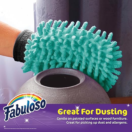 Fabuloso Microfiber Cleaning Mitt, Teal, One Size Fits All | Lint-Free, Scratch-Free Dustless Hand Cloth for Bold and Bright Cleaning Experience