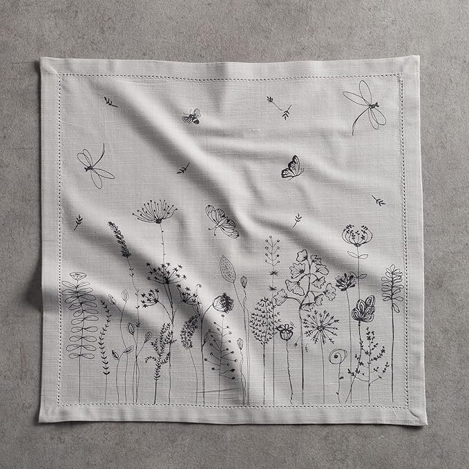 Maison d' Hermine 100% Cotton Cloth Napkins Set of 4 Everyday Reusable Square Napkins Cloth Washable Dinner Party Wedding Restaurant Hotel Kitchen Spring Summer (Flore, 20" x 20")