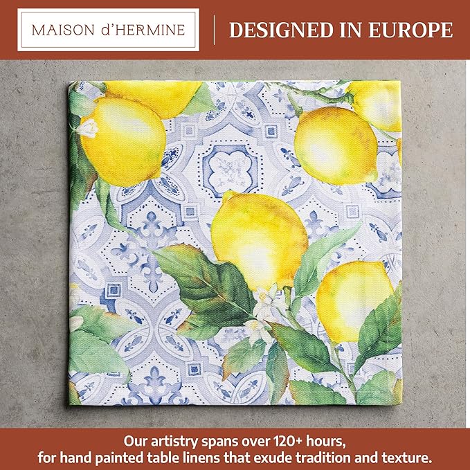 Maison d' Hermine 100% Cotton Cloth Napkins Set of 4 Everyday Reusable Square Napkins Cloth Washable Dinner Party Wedding Restaurant Hotel Kitchen Spring Summer (Citrus, 20" x 20")