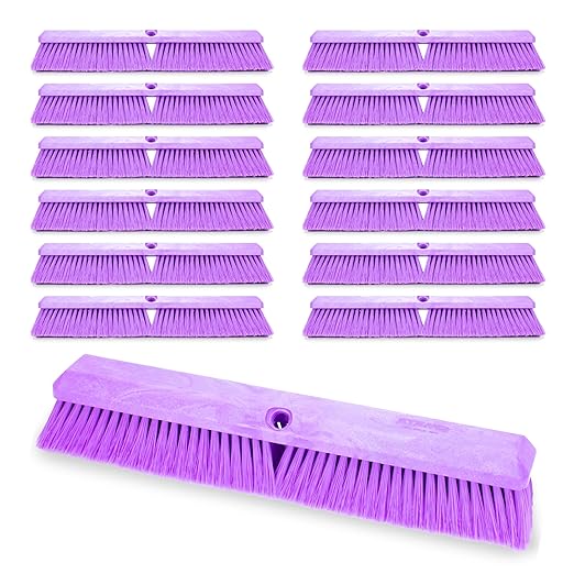 SPARTA Omni Sweep – 24" Heavy Duty Broom Head for Outdoor and Indoor Use, Nonabsorbent Block, Multi-Surface Deck Brush for Garage, Patio, Kitchen, and Concrete, Purple, Pack of 12