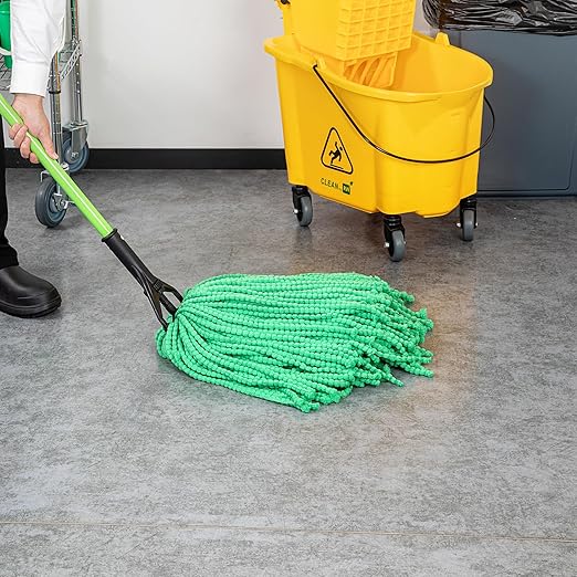 Restaurantware-MOP Head ONLY: Clean Tek Professional 24 Ounce Wet Mop Head, 1 Cut End Refill - Handle Sold Separately, 1.25 Inch Headband, Microfiber Green Replacement, Reusable