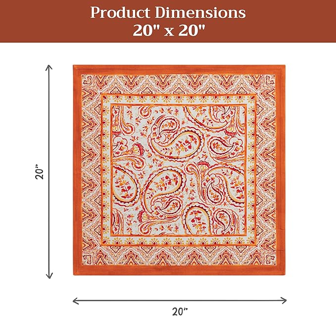 Maison d' Hermine Cloth Napkins Set of 4 100% Cotton for Thanksgiving Christmas Decorations Everyday Reusable Square Fall Napkins Cloth Washable Dinner Party (Palatial Paisley, 20"x20")