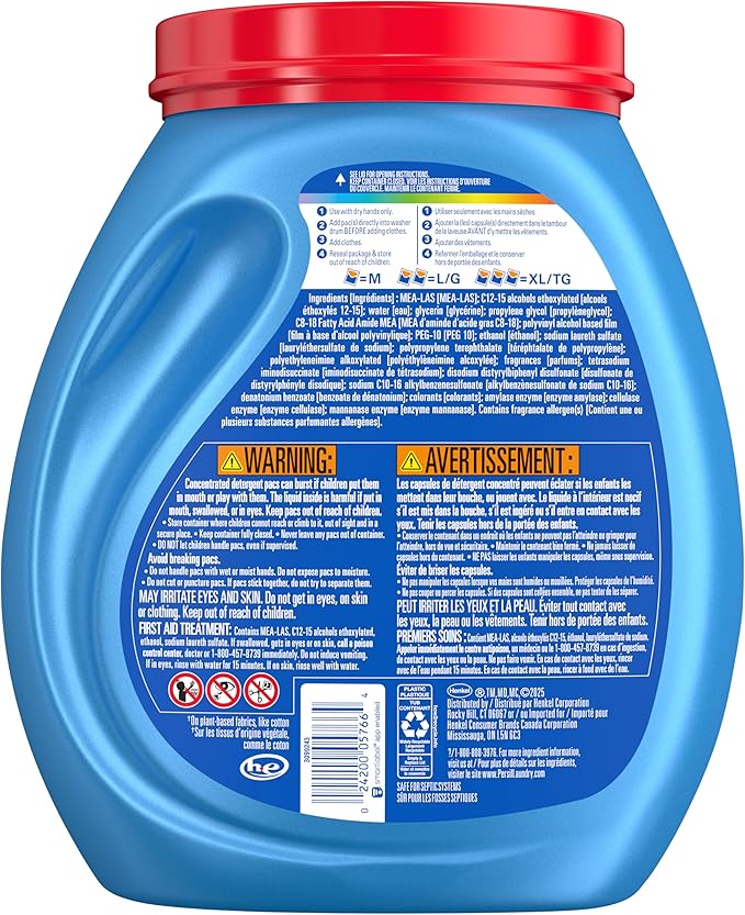 Persil Ultra Pacs Advanced Clean Oxi+Odor Power Laundry Detergent, 60 Count, No Mess, Single-Dose Laundry Soap, Fights Tough Stains & Odors, All Water Temperatures, HE Safe
