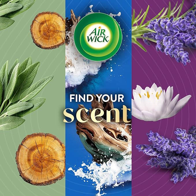Air Wick Vibrant Plug In Scented Oil Refill, Infused with Essential Oils, Plug In Air Fresheners for Home, Cherry Blossom & Raspberry, 4 ct