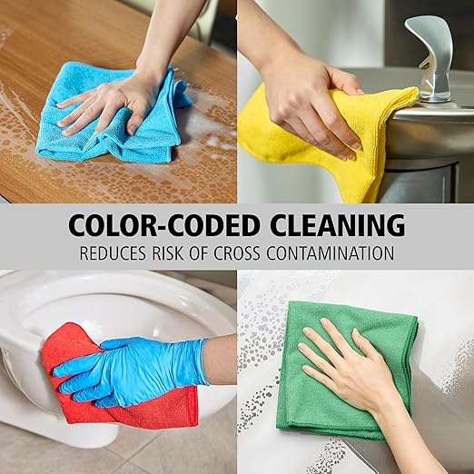 Rubbermaid Commercial Products HYGEN r-40 Recycled Microfiber Cloths, 16"" X 16"" Blue, 24-Pack, Durable, Lint-Free, Wet-Dry Cleaning for Home, Applianes, Cars, Custodial Spaces, Housekeeping, Glass