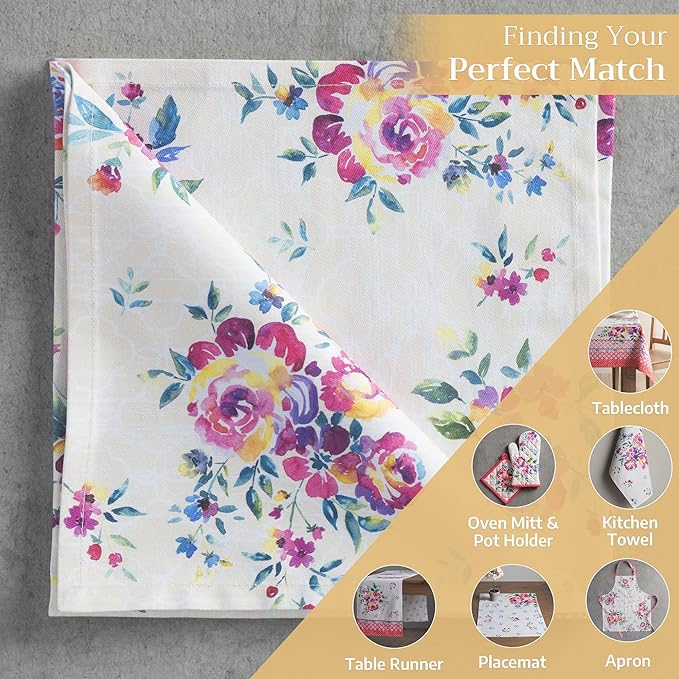 Maison d' Hermine 100% Cotton Cloth Napkins Set of 4 Everyday Reusable Square Napkins Cloth Washable Dinner Party Wedding Restaurant Hotel Kitchen Spring Summer (Rose Garden, 20" x 20")