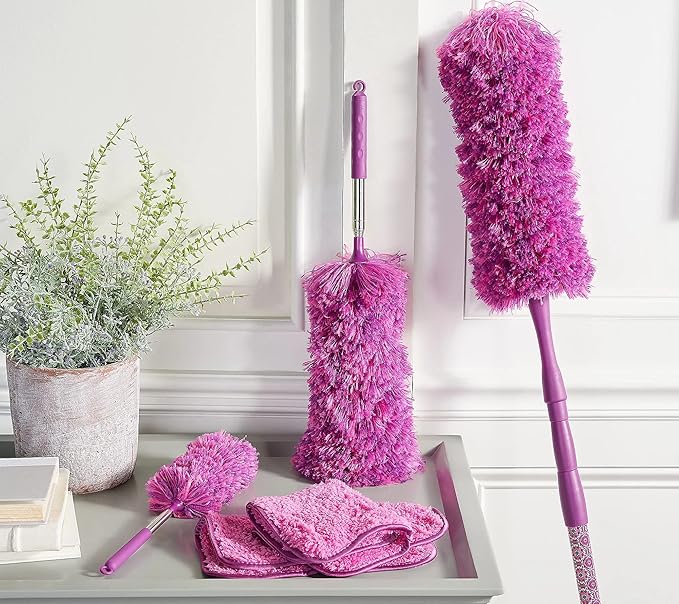 6-Piece Easy Reach Microfiber Duster Set (Eggplant)