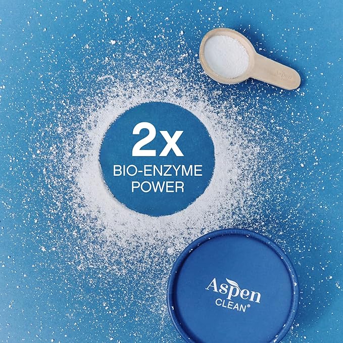 AspenClean Laundry Powder + Booster 2-in-1 Unscented 55 Loads Hyper Concentrated Stain & Odor Removal Enzyme Booster Non-Toxic 100% Natural EWG Verified