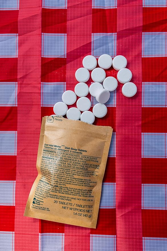 AR Adventure Ready Just-Add-Water Dish Soap Tablets for Camping & Backpacking - 20 Count Refill