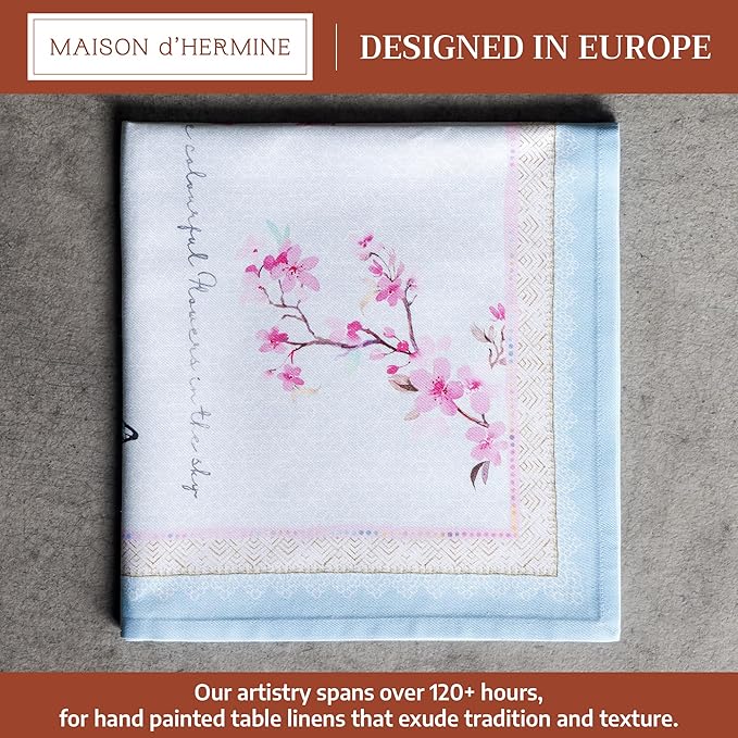 Maison d' Hermine 100% Cotton Cloth Napkins Set of 4 Everyday Reusable Square Napkins Cloth Washable Dinner Party Wedding Restaurant Hotel Kitchen Spring Summer (Blossoms in Spring, 20" x 20")