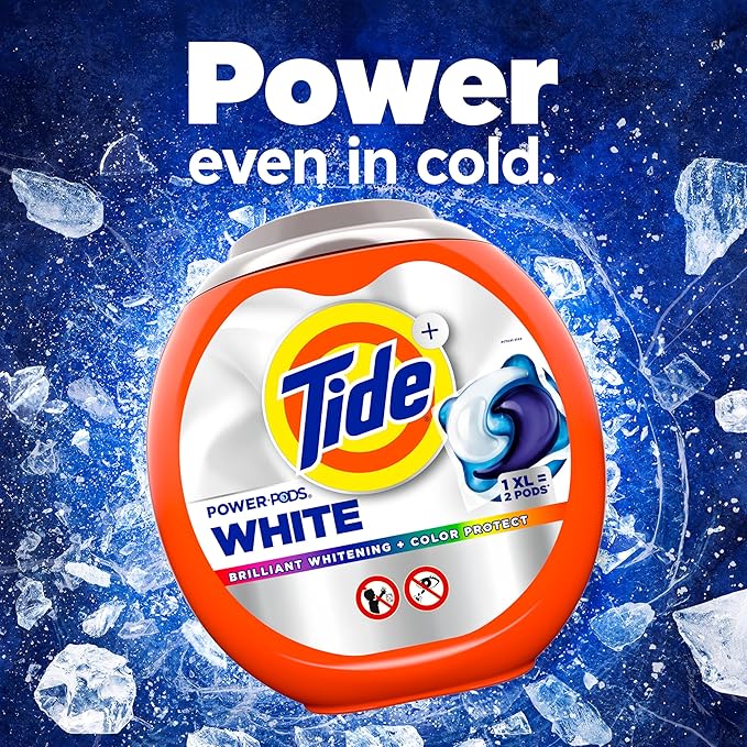 Tide Power PODS White Laundry Detergent Pacs, 45 Count, Brilliant Whitening + Color Protect