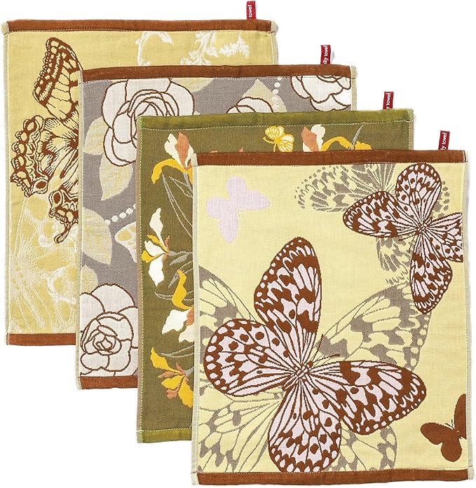 Cotton Kitchen Towels Set of 4 with Hanging Loop,Woven Thick Dish Towels for Kitchen Drying,Soft Hand Towels for Bethroom Room Decor,Absorbent Durable Tea Towels As A Gift 16" x 15"