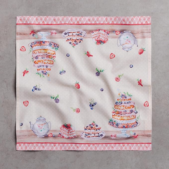 Maison d' Hermine 100% Cotton Cloth Napkins Set of 4 Everyday Reusable Square Napkins Cloth Washable Dinner Party Wedding Restaurant Hotel Kitchen Spring Summer (Icing on the Cake, 18" x 18")