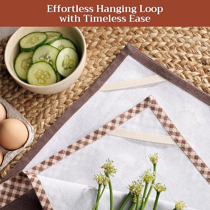 Maison d'Hermine Kitchen Towels Set of 2 100% Cotton 27.50" x 20" Reusable Cloth Tea Dish Towels Absorbent with Hanging Loop for Kitchen, Home, Dining, Cocktail Parties (Foods from The Woods)