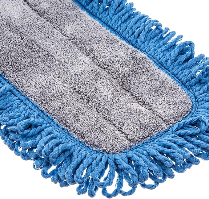 Sparta Microfiber Dry Mop Pad with Looped Fringe for Floor Cleaning, Polyester-Polyamide Blend, 18 Inches, Blue, (Pack of 12)