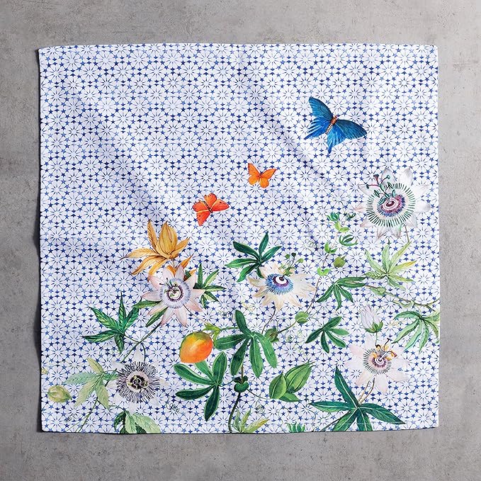 Maison d' Hermine 100% Cotton Cloth Napkins Set of 4 Everyday Reusable Square Napkins Cloth Washable Dinner Party Wedding Restaurant Hotel Kitchen Spring Summer (Passiflora, 20" x 20")