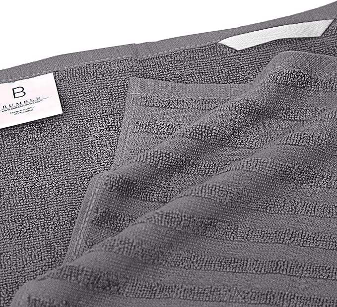 Premium Kitchen Towels (20”x 28”, 6 Pack) | Large Cotton Dish Towels | Flat & Terry Highly Absorbent Kitchen Linen Set with Hanging Loop | Gray