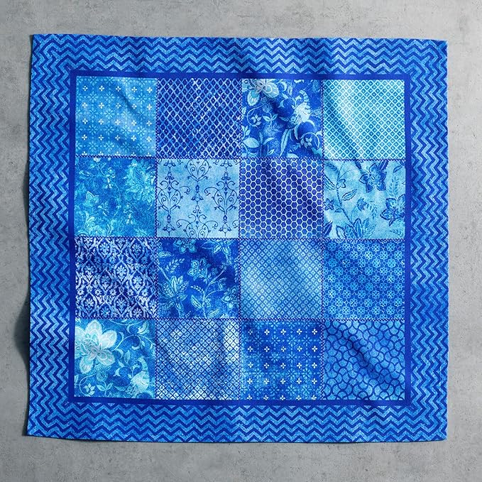 Maison d' Hermine 100% Cotton Cloth Napkins Set of 4 Everyday Reusable Square Napkins Cloth Washable Dinner Party Wedding Restaurant Hotel Kitchen Spring Summer (Indigo Love, 20" x 20")
