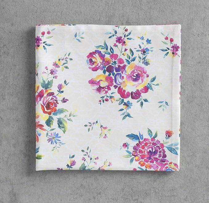 Maison d' Hermine 100% Cotton Cloth Napkins Set of 4 Everyday Reusable Square Napkins Cloth Washable Dinner Party Wedding Restaurant Hotel Kitchen Spring Summer (Rose Garden, 20" x 20")