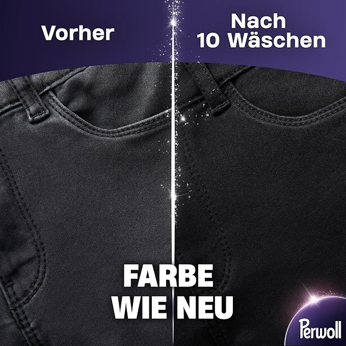 Perwoll Black Detergent (1 x 27 Wash Loads) Mild Detergent | Gently Cleans and Renews Dark Colors and Fibers | For All Dark Textiles | With Triple-Renew Technology
