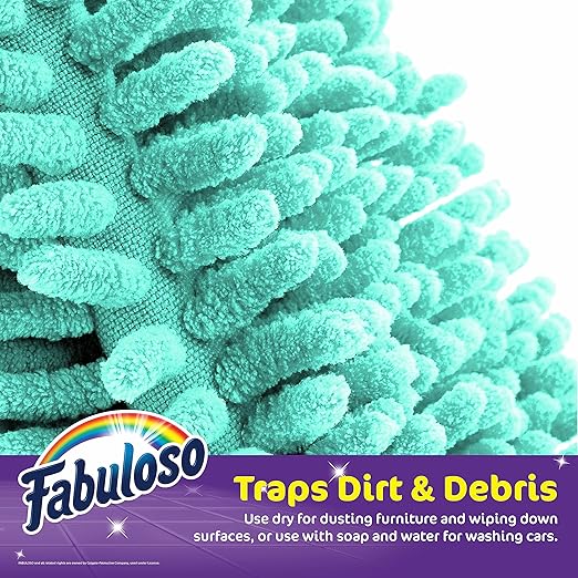 Fabuloso Microfiber Cleaning Mitt, Teal, One Size Fits All | Lint-Free, Scratch-Free Dustless Hand Cloth for Bold and Bright Cleaning Experience