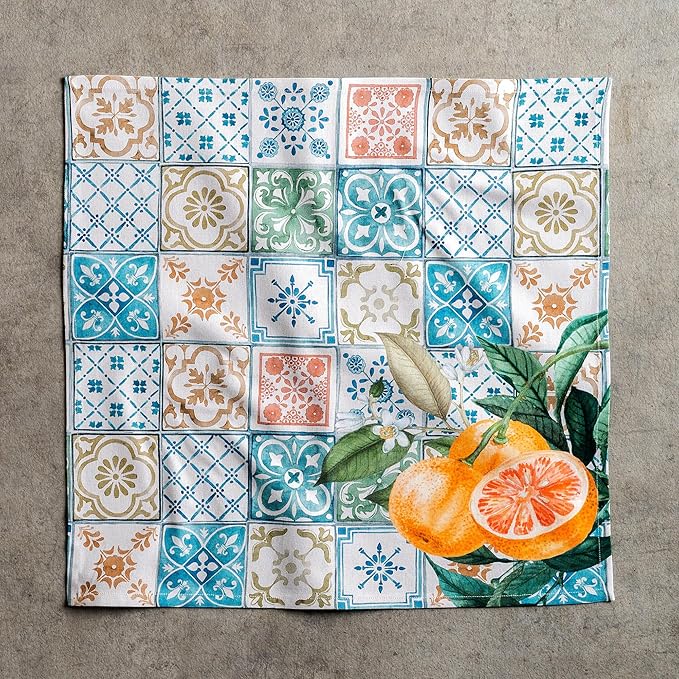 Maison d' Hermine 100% Cotton Cloth Napkins Set of 4 Everyday Reusable Square Napkins Cloth Washable Dinner Party Wedding Restaurant Hotel Kitchen Spring Summer (Agrume, 20" x 20")