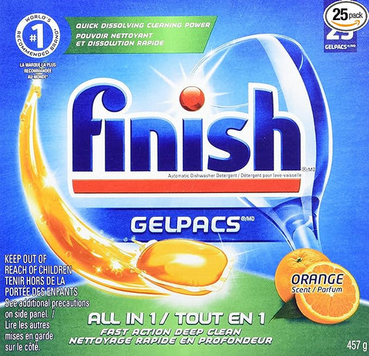 Finish Gelpacs Scent Automatic Dishwasher Detergent, Orange, 25 Count