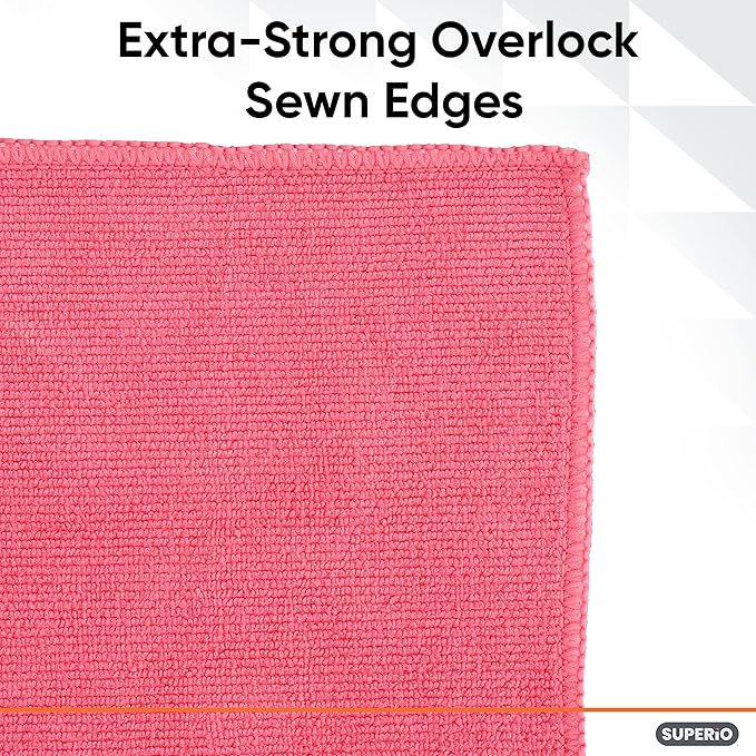 Superio Pink Microfiber Cleaning Cloth for Cars, Kitchen, Bathroom 16x16 Miracle Cloth, Lint Free Rags for Cleaning House, Washable Reusable, No Detergents Needed, Scratch & Streak Free, 2 Pack