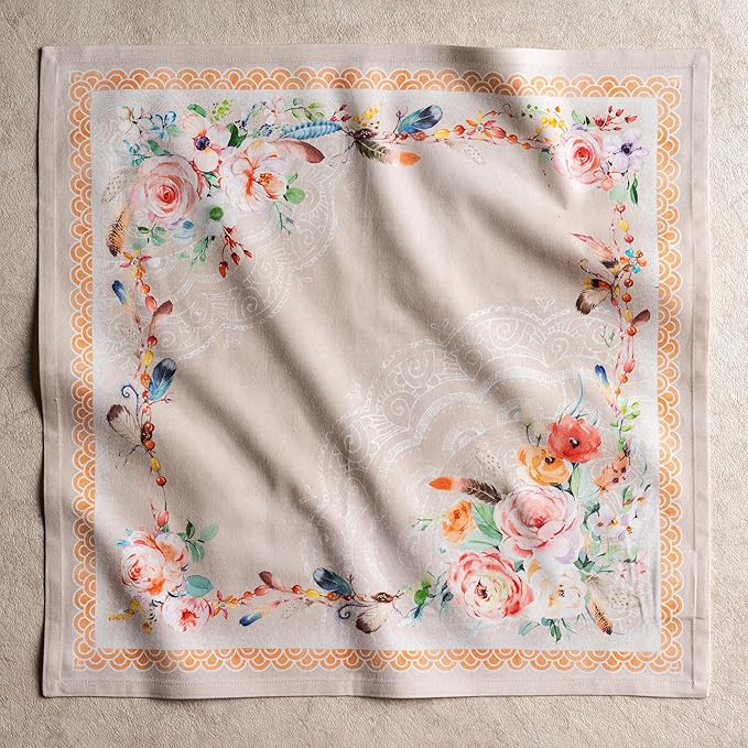 Maison d' Hermine 100% Cotton Cloth Napkins Set of 4 Everyday Reusable Square Napkins Cloth Washable Dinner Party Wedding Restaurant Hotel Kitchen Spring Summer (Ibiza - Beige, 20" x 20")