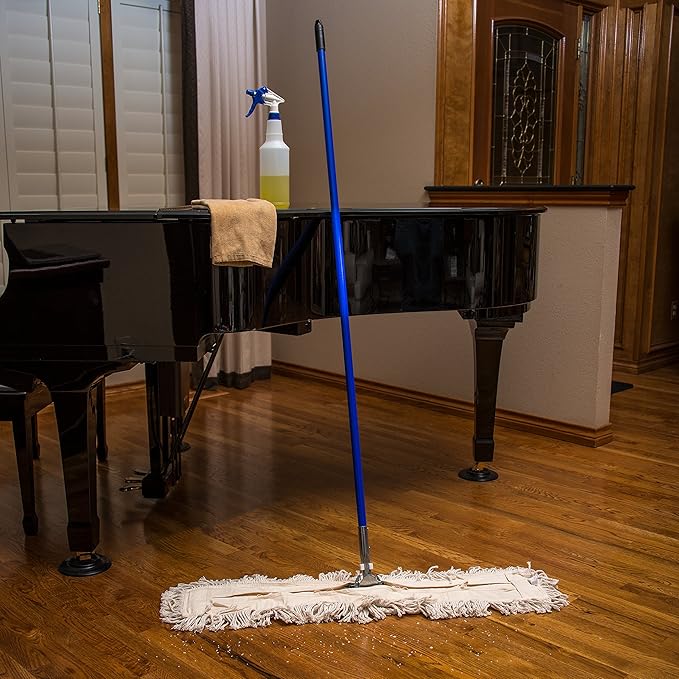 Carlisle FoodService Products Commercial Dust Mop Handle, Clip On Dust Mop Handle for Janitorial and Maintenance Use, 60 Inch Long Vinyl-Coated Metal Handle with Flexible Connector, Blue (Pack of 12)