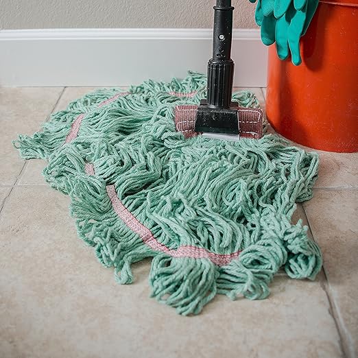 SPARTA Flo-Pac Cotton Mop Head, , Wide Band with Red Band for Organized Cleaning, Large, Red